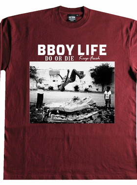 bboy大码说唱breaking练舞old school比赛重磅全棉小领口长袖T恤