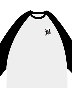 bboy宽松嘻哈插肩拼色街头old school重磅hiphop纯色加厚小领口长