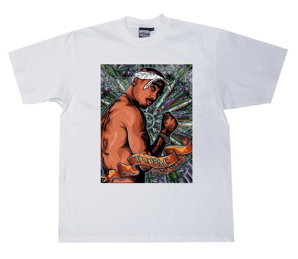 宽松街头old重磅美式2pac短袖T恤