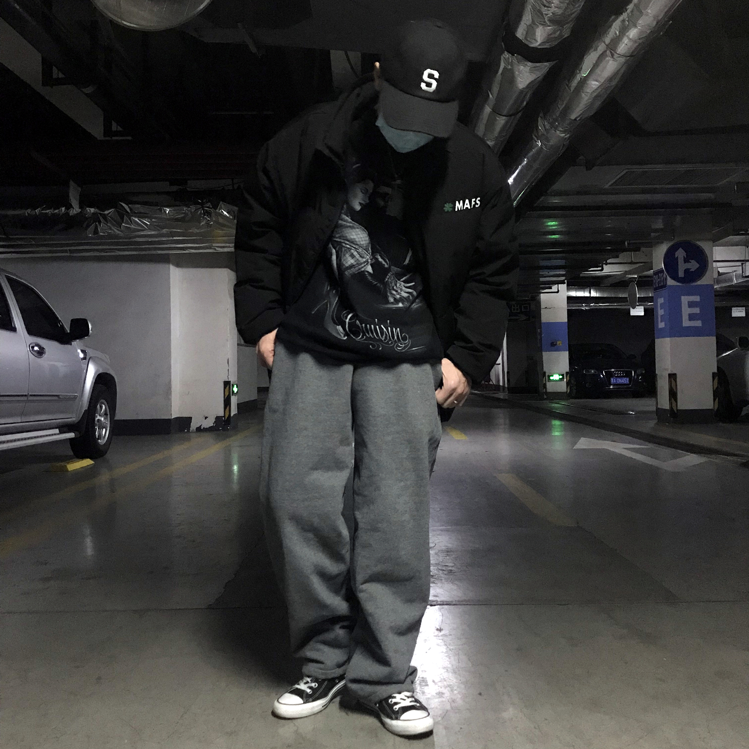 bboy街头chicano嘻哈肥大嘻哈直筒运动裤加厚加绒old school裤子