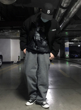 bboy街头chicano嘻哈肥大嘻哈直筒运动裤加厚加绒old school裤子