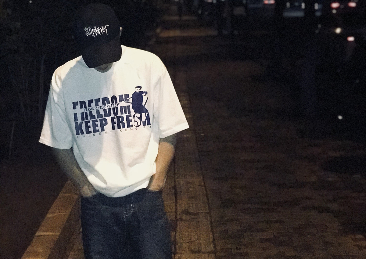 bboy街舞宽松大码重磅小领T恤