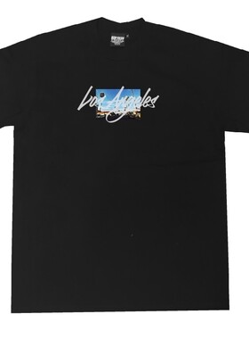 bboy宽松西海岸街头old school重磅hiphop街舞美式小领口短袖T恤