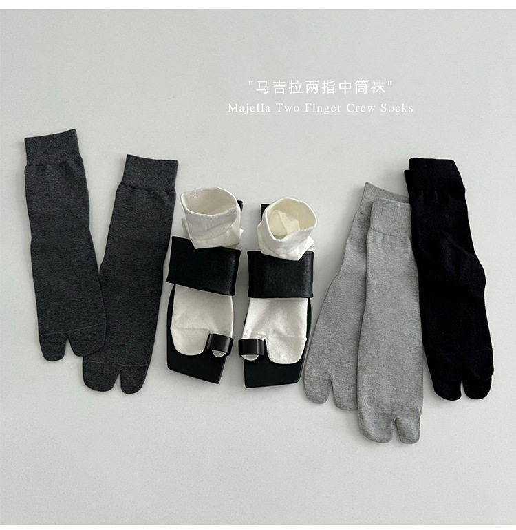 质感一绝！薄款分趾袜条纹二指袜灰色百搭猪蹄鞋袜棉tabi socks