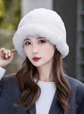 獭兔毛渔夫帽女秋冬保暖显脸小