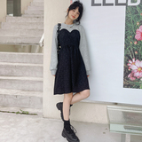 时尚撞色长袖卫衣连衣裙春秋女装2025新款春装时尚气质温柔裙子冬，女装连衣裙，浙宝088