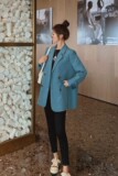 今年流行韩版蓝色西装外套女春秋2025年新款春装休闲宽松气质西服，女装西装，浙宝088