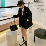 黑色西装套装女2025年春秋新款休闲显瘦韩版西服外套套装两件套潮，女装套装/套裙，浙宝088