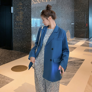 高级感蓝色西装外套女春装2025年新款春秋季气质女神范宽松小西服图片