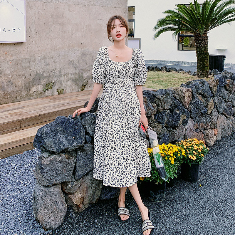 出货M535P105K1582024夏装长款松紧腰碎花连衣裙,女装连衣裙,浙宝088