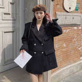 韩系黑色西装外套女春秋2025新款质感高级复古小香风宽松上衣西服，女装西装，浙宝088
