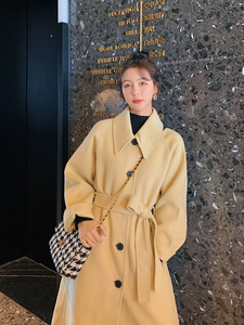 现货 M019P175K268    2022冬装新款单排扣方领毛呢外套女图片