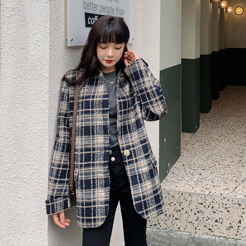 现货X879P120K1882022冬装新款格子毛呢小西装外套，女装毛呢外套，浙宝088