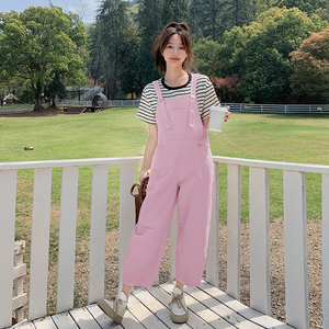 奶fufu工装背带裤女2024夏季新款韩系复古减龄学生休闲百搭阔腿裤图片