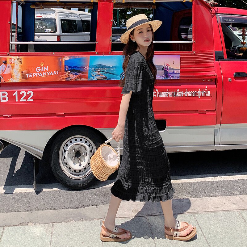 现货M521P100K1582024夏装新款短袖雪纺连衣裙，女装连衣裙，浙宝088