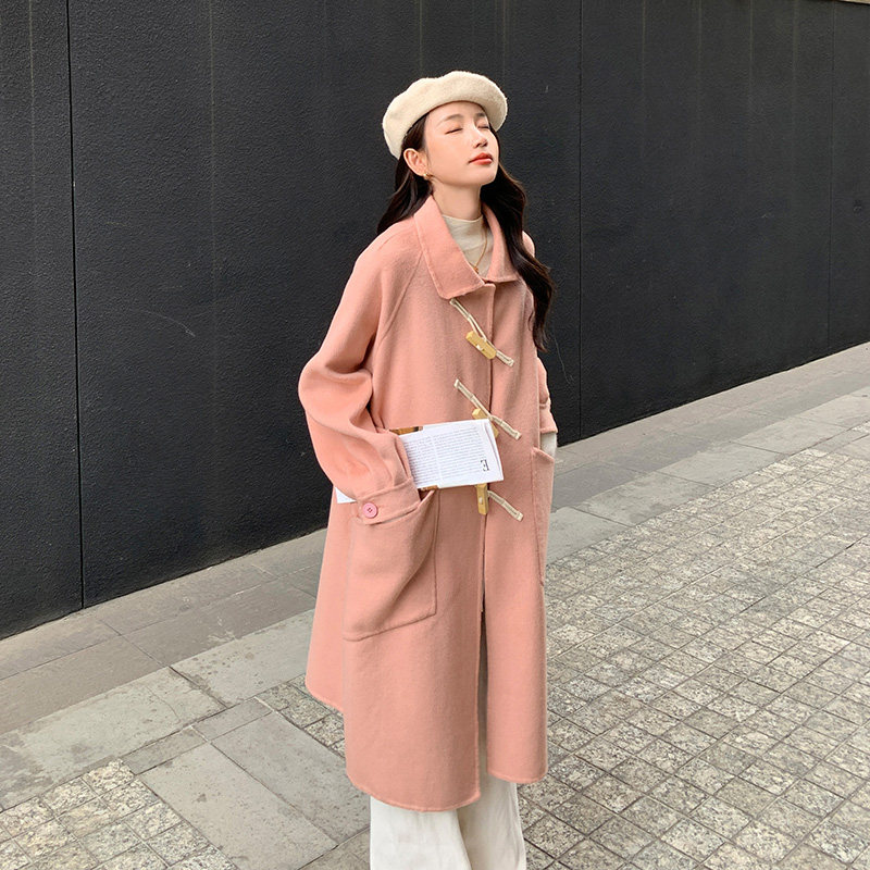 现货M220P275K4182022牛角扣双面毛呢外套中长款大衣,女装毛呢外套,浙宝088