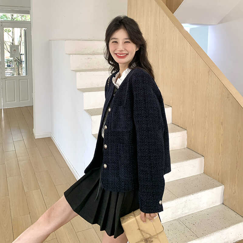 高级感法式小香风短外套女春秋2025新款小个子粗花呢气质名媛上衣,女装短外套,浙宝088