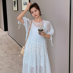 现货 X1036 P100K158 2022夏季新款波点两件套连衣裙图片