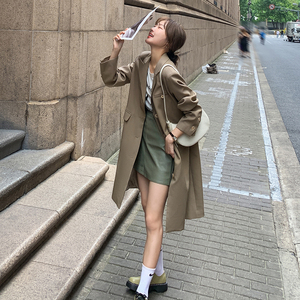 现货M069 P135K199 2022新款小西装过膝超长款单排扣外套,女装西装,浙宝088