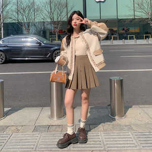 chic撞色短款小香风棒球服外套女春秋2025新款独特超好看夹克上衣图片