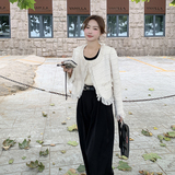 白色流苏小香风外套女2023秋季新款法式高级感气质名媛短开衫上衣，女装短外套，浙宝088