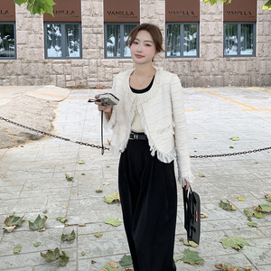 白色流苏小香风外套女2023秋季新款法式高级感气质名媛短开衫上衣图片