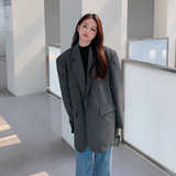 版型chao正!灰色西装外套女春秋免烫高级感百搭气质休闲西服，女装西装，浙宝088
