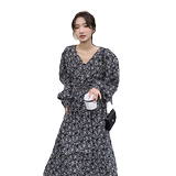 现货M670P115K1682024春秋装长款高品质中长款碎花连衣裙，女装连衣裙，浙宝088