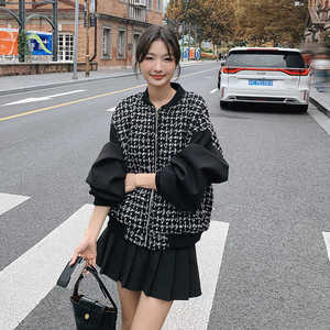 现货M818P135K198  2024春秋装夹克棒球服小香风撞色外套图片