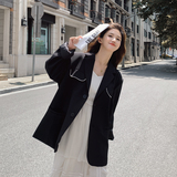 韩版宽松西装外套女春秋2025年新款气质简约时尚休闲黑色西服炸街，女装西装，浙宝088