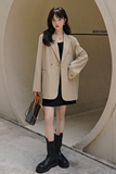 高级小众韩系chic职业卡其色西装外套女春秋超火好看气质短款上衣，女装西装，浙宝088