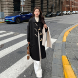现货M220P275K4182022牛角扣双面毛呢外套中长款大衣2色，女装毛呢外套，浙宝088