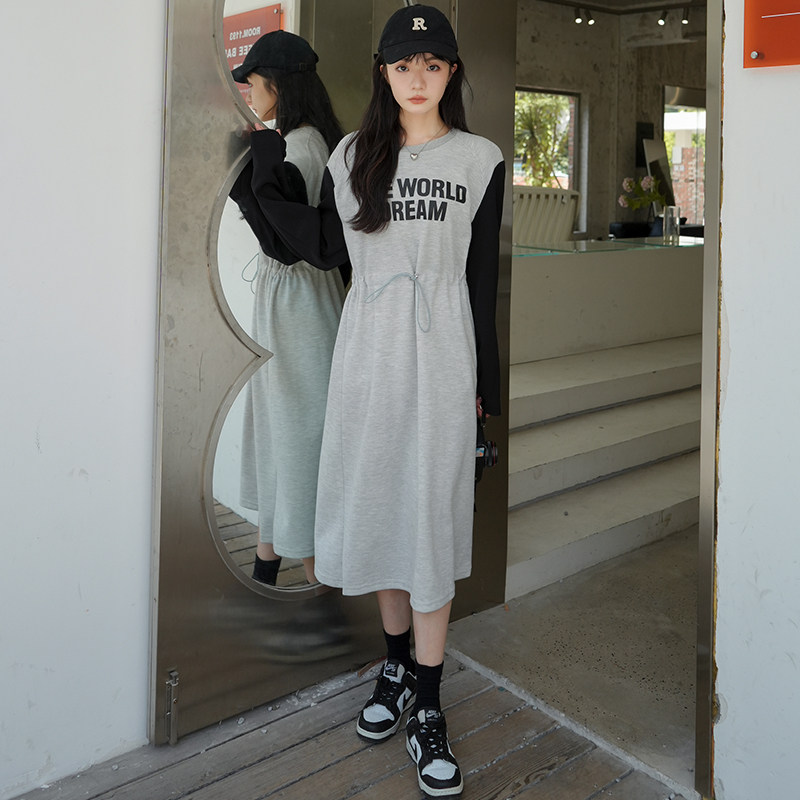 现货M139P130K1882022秋装新款撞色卫衣连衣裙,女装连衣裙,浙宝088
