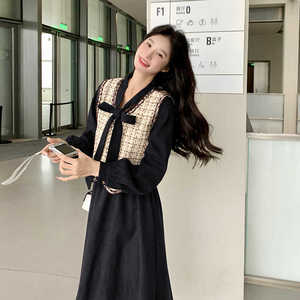 现货 M737P145K198 2024春秋新款连衣裙娃娃领两件套装小香风图片