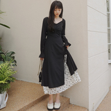 赫本风黑色长袖连衣裙春秋女装2025新款春装高级感气质别致长裙冬，女装连衣裙，浙宝088