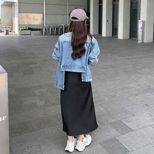 现货  M652P145K198  2024春秋装新款不规则牛仔外套女图片