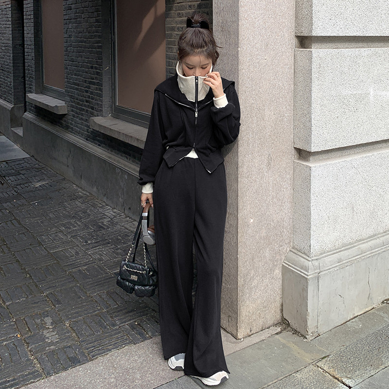现货M752P175K228卫衣外套撞色假两件上衣裙子两件套装女2色,女装套装/套裙,浙宝088