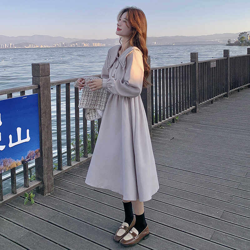 娃娃领粉色连衣裙裙女2025春秋高级显瘦裙子马甲小香风,女装连衣裙,浙宝088