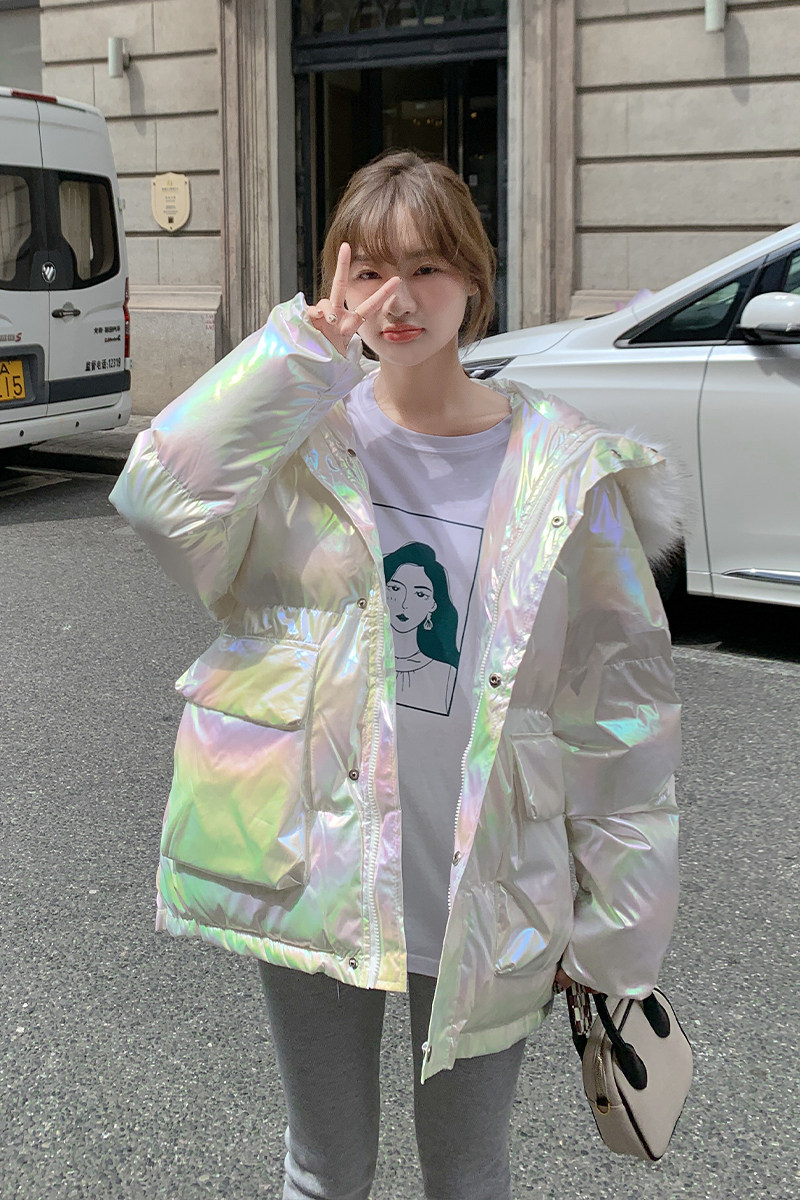 现货M015P275K398主推90绒亮面大毛领羽绒服外套面包服连帽,女装羽绒服,浙宝088