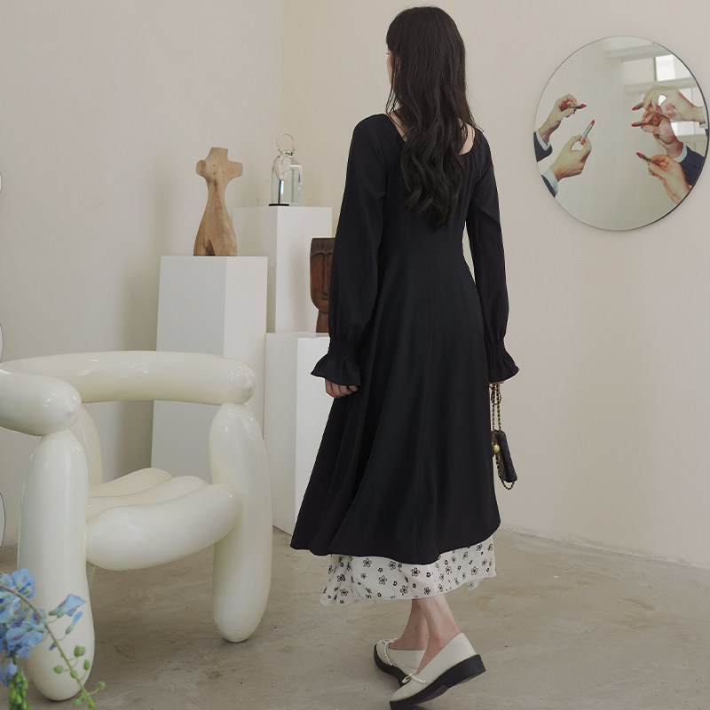 赫本风黑色长袖连衣裙春秋女装2025新款春装高级感气质别致长裙冬,女装连衣裙,浙宝088