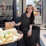 现货M521P100K1582024夏装新款短袖雪纺连衣裙，女装连衣裙，浙宝088