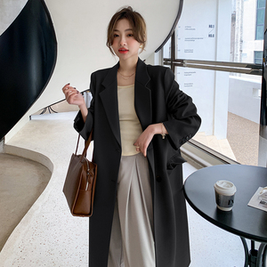 韩版长款风衣女春秋2025年新款春装英伦风宽松显瘦大衣西装外套潮图片