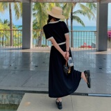 现货M532P115K1682024夏装长款拼接中长款撞色连衣裙，女装连衣裙，浙宝088