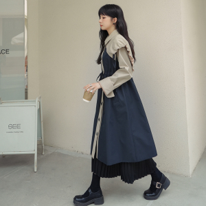 今年流行时尚拼接撞色风衣外套女春秋2025年新款春装中长款大衣潮图片