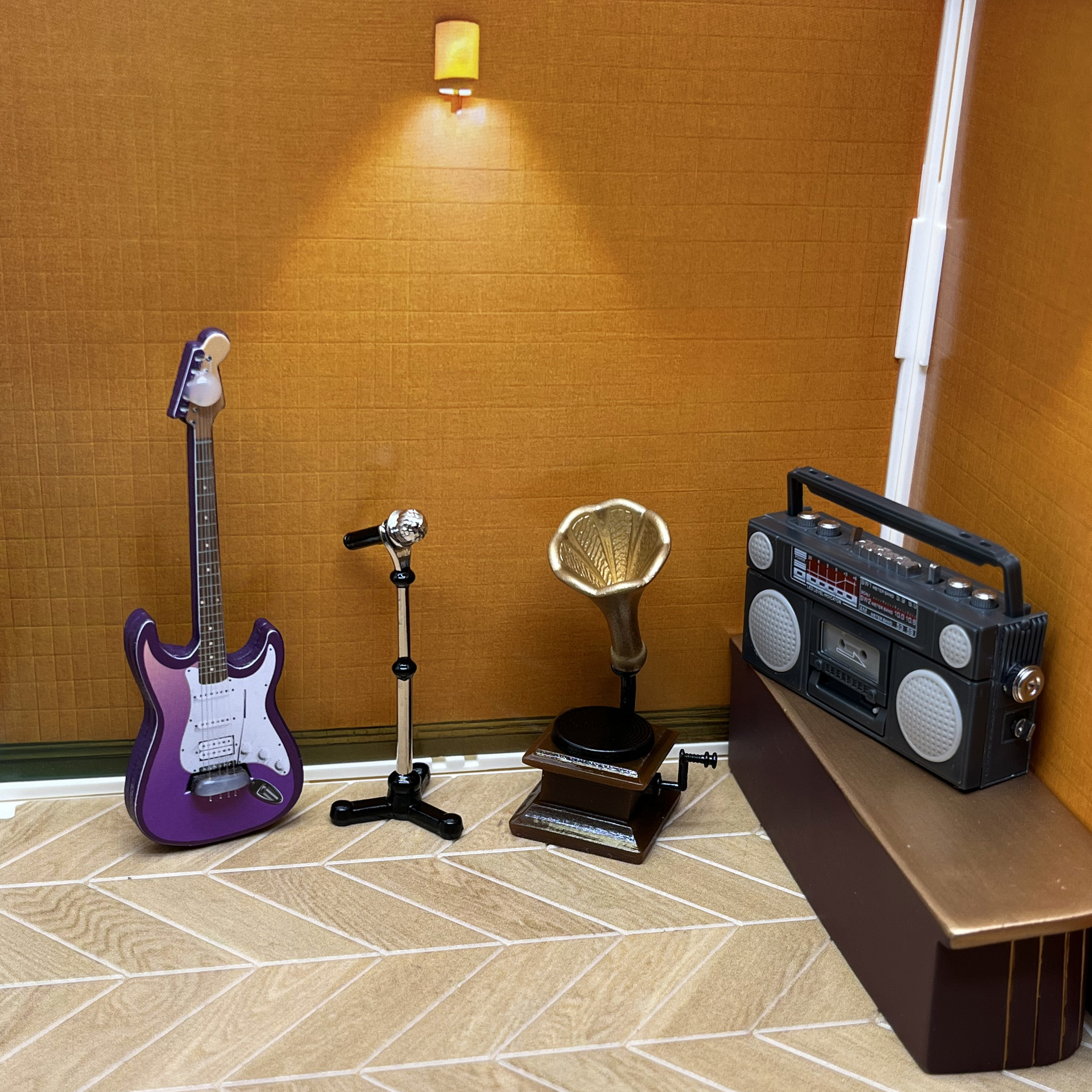 赵雷小屋配件微缩迷你吉他麦克风收音机留声机模型摆件diy场景bjd