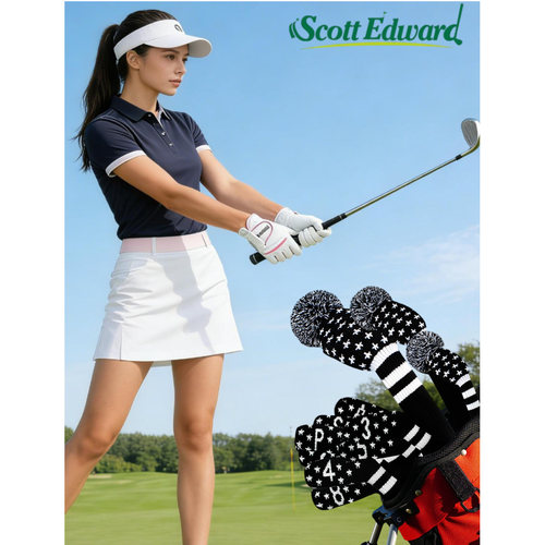 高尔夫球杆保护套黑白星星款式铁杆套木杆套沙杆套防滑款防尘防磨