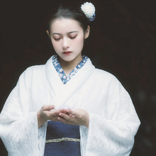山鸟和色日式和风浴衣复古连衣裙改良和服摄影旅拍写真白色蕾丝