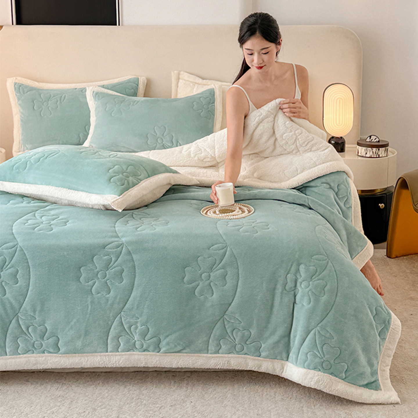 婴儿绒北极绒毛毯加厚沙发盖毯