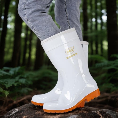 白色加绒加厚防水防油耐酸碱雨鞋