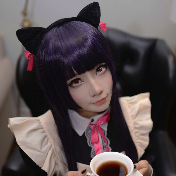 俺妹cosplay假发 我的妹妹不可能那么可爱 五更琉璃/黑猫 cos假发